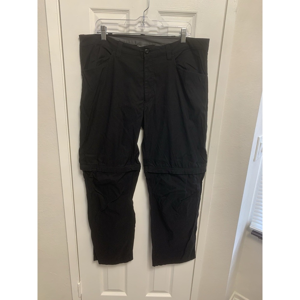 Eddie Bauer Convertible Tech Mens Zip Off Hiking Trail Pants Black 38 x 29